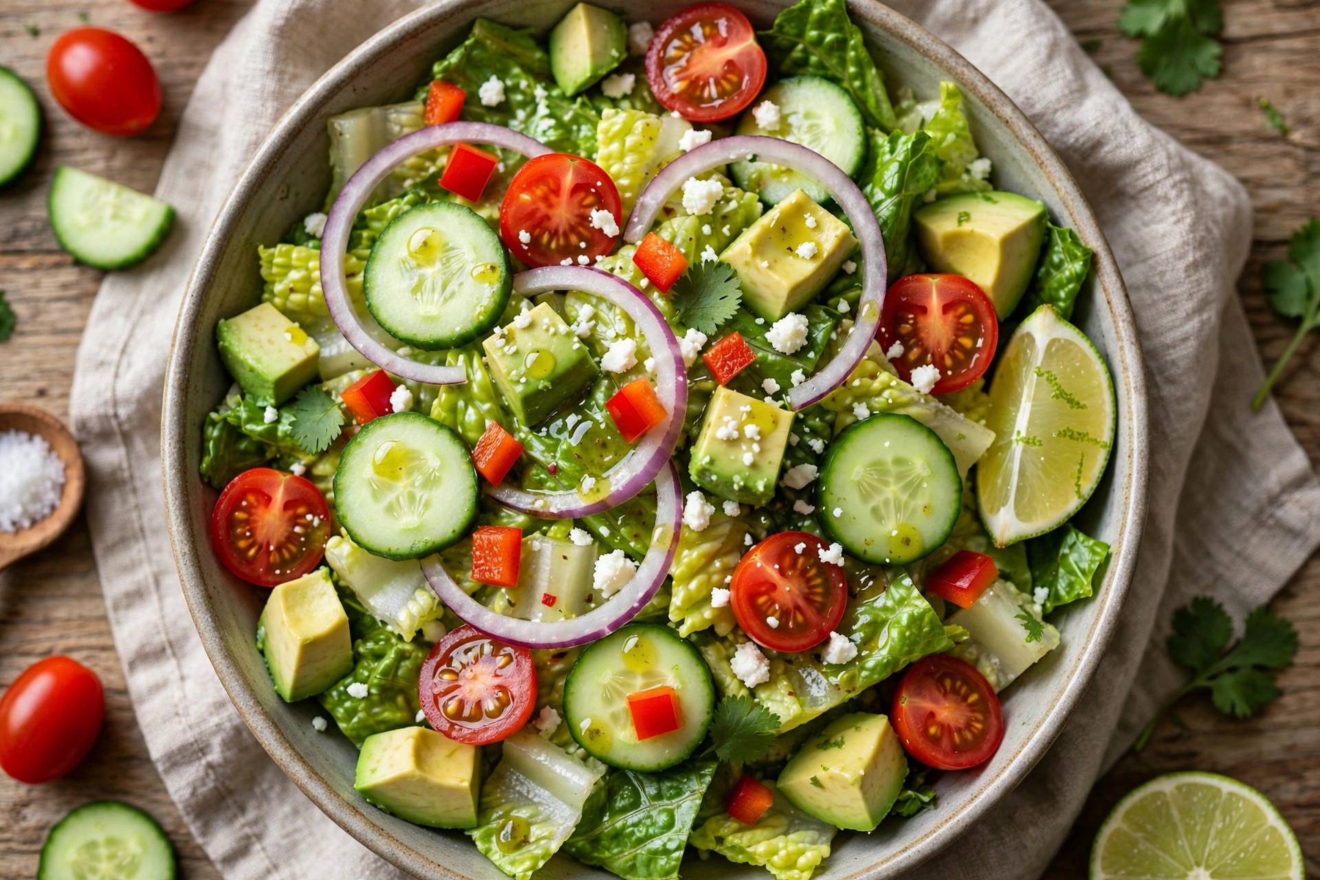Romaine, Tomato and Cucumber Salad with Lime Vinaigrette